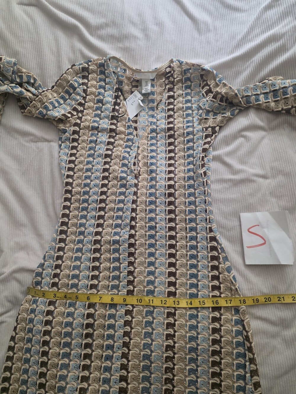 H&M Crochet-Look Maxi Dress Light beige/patterned Bnwt Unlined See-through - Picture 16 of 16